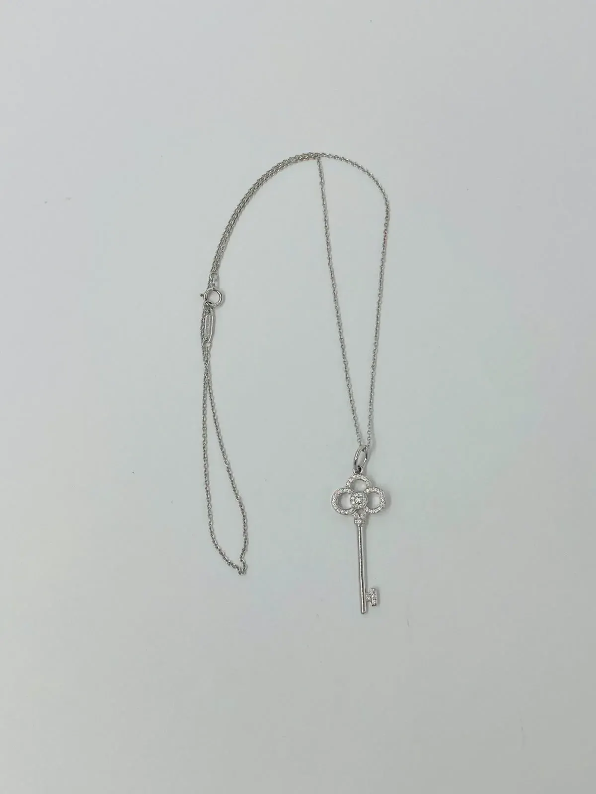 Unknown Tiffany Diamond Key Pendant Necklace 4gr 33.7mm 750WG