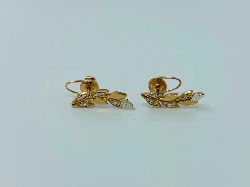 Unknown Tiffany Victoria Vine Climber Earrings 0.165ct 5.9g 750YG 2026
