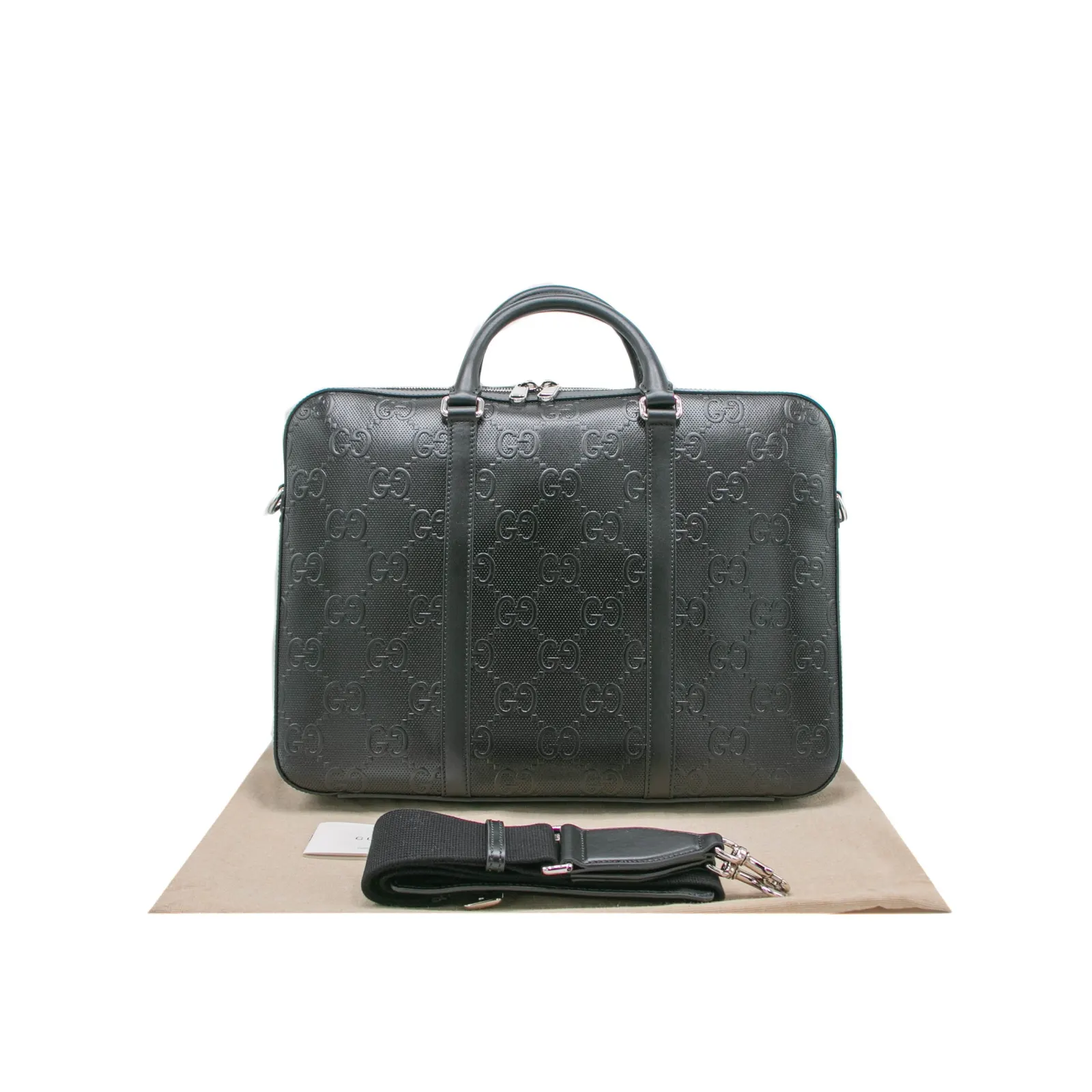 Gucci GG Medium Briefcase Black Jumbo GG Leather 792264
