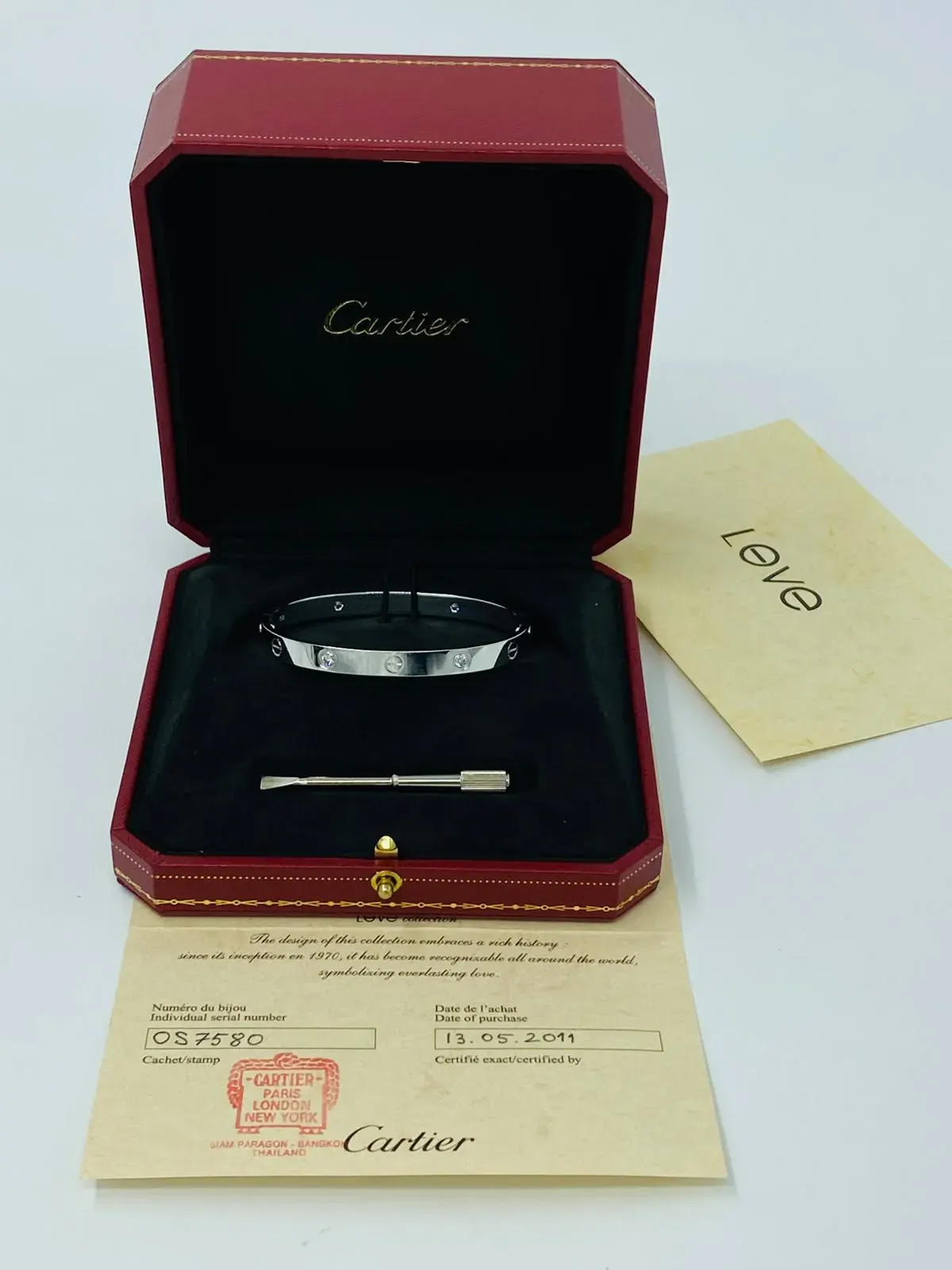 Unknown Cartier Love Bracelet Half Gems 750WG 18 OS7580 2012