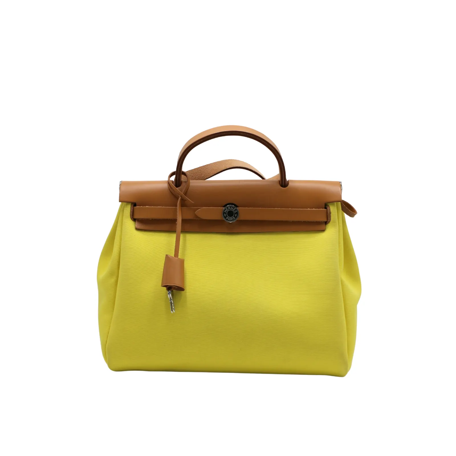 Hermes Hermes Herbag Zip Leather and Toile 31 Yellow